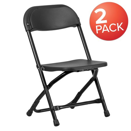 Flash Furniture Kids Black Plastic Folding Chair 2-Y-KID-BK-GG